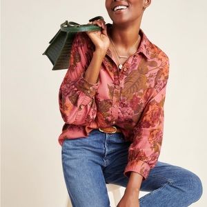 Anthropologie Dolman Sleeved Floral Shirt